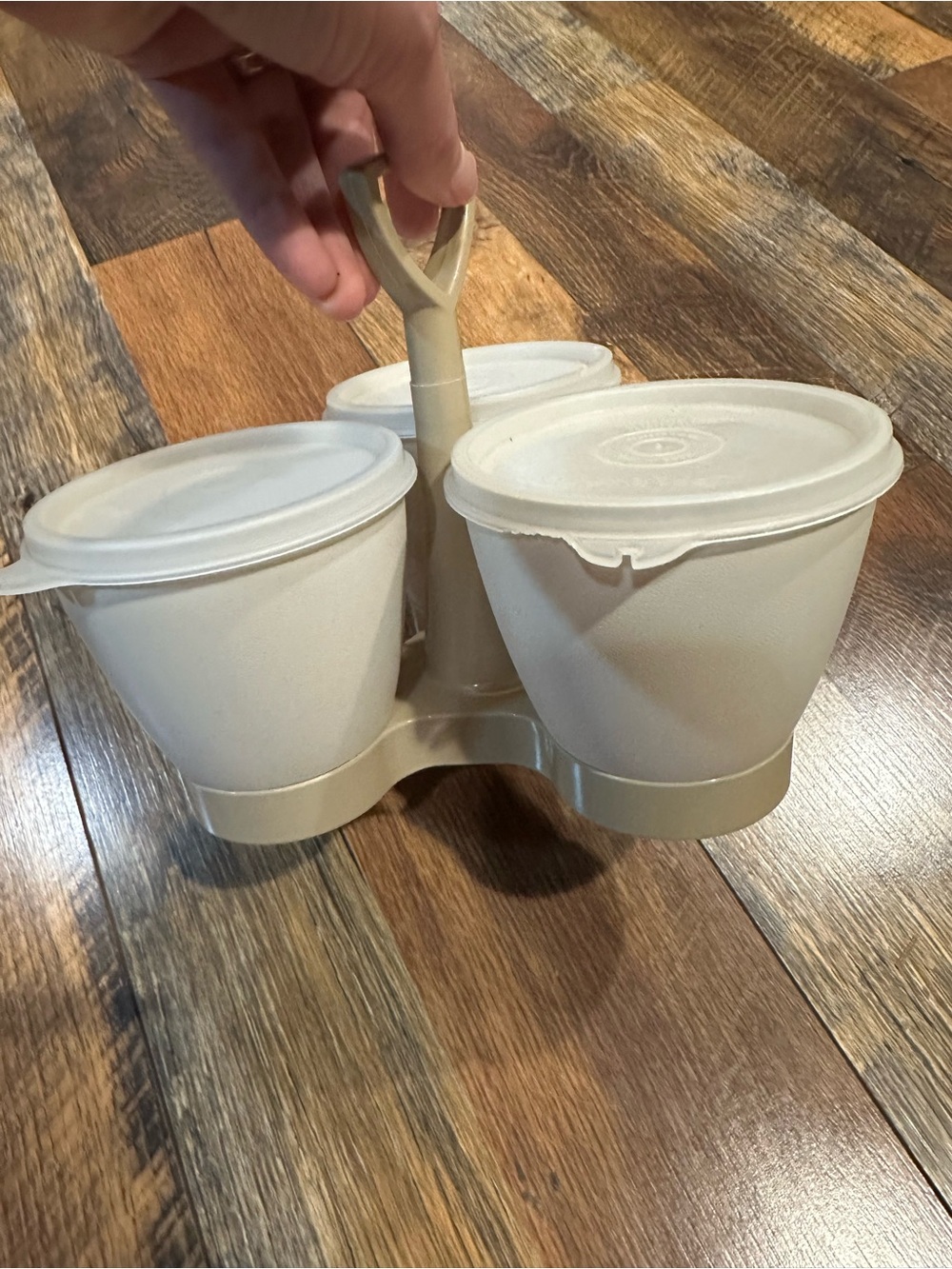 Vintage Tupperware condiment caddy